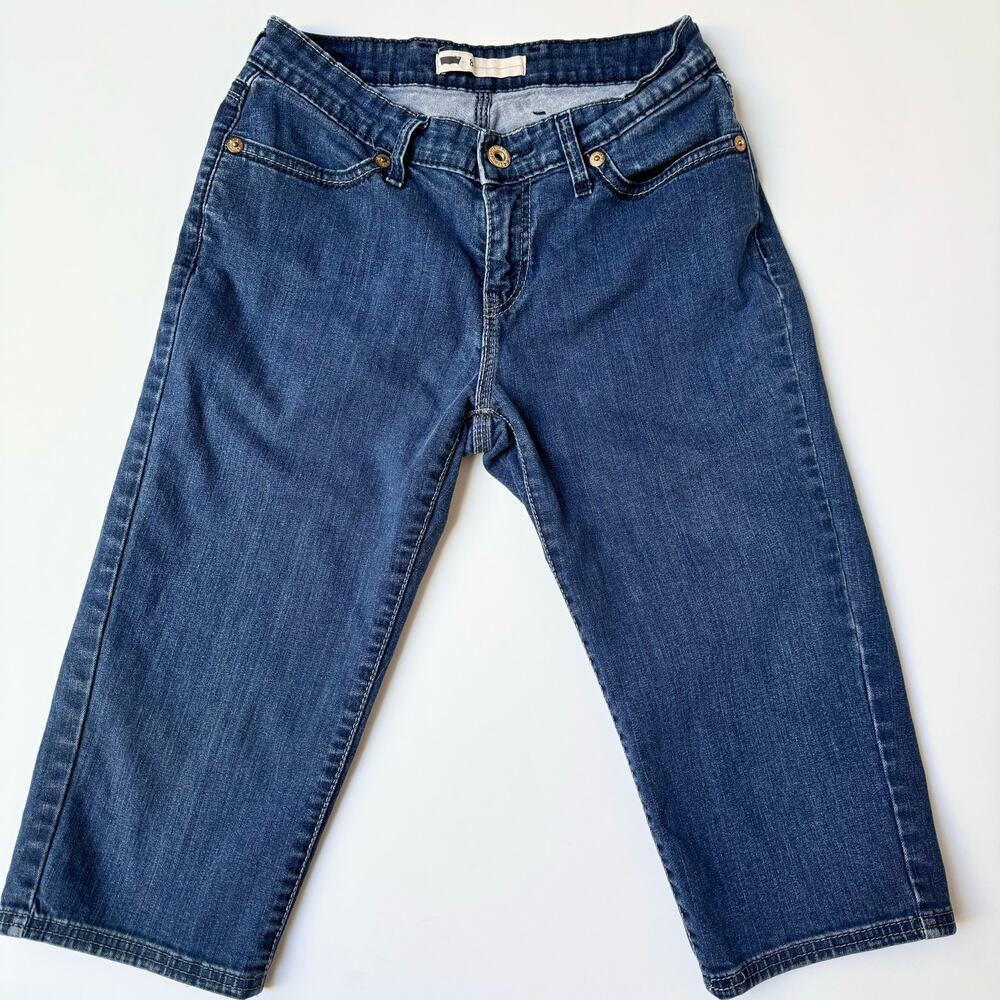 Levi's Cotton Boyfriend Capri Mid Rise Dark Wash Stretch Denim Jeans Women's 8 - Picture 5 of 11